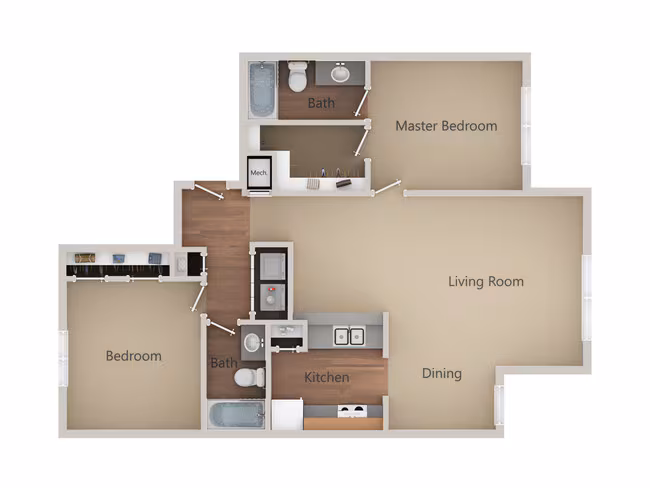 2 Beds • 2 Bath 405 floor plan